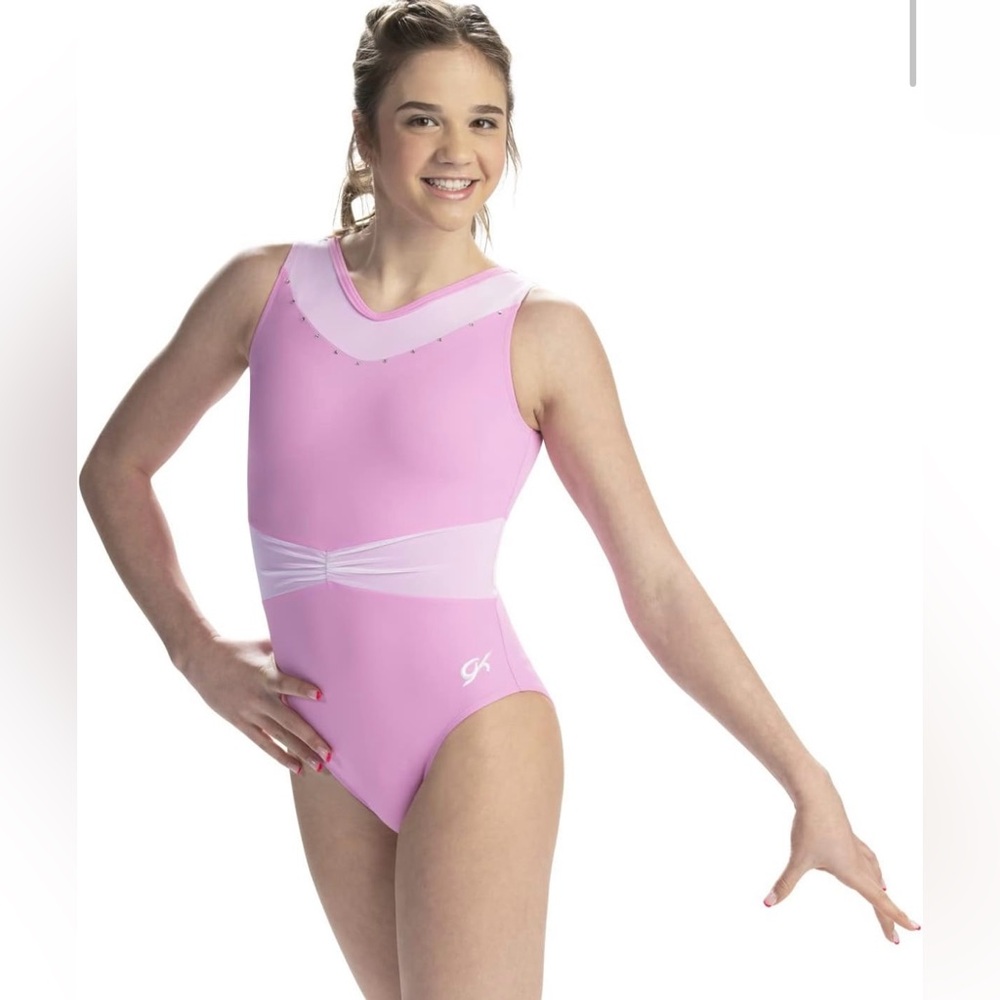 GK Pink and White Gymnastics Leotard SZ:AS